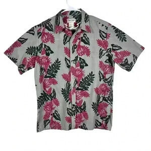 Cooke Street Honolulu Turquoise Gray Floral Short Sleeve‎ Button Up Shirt Large